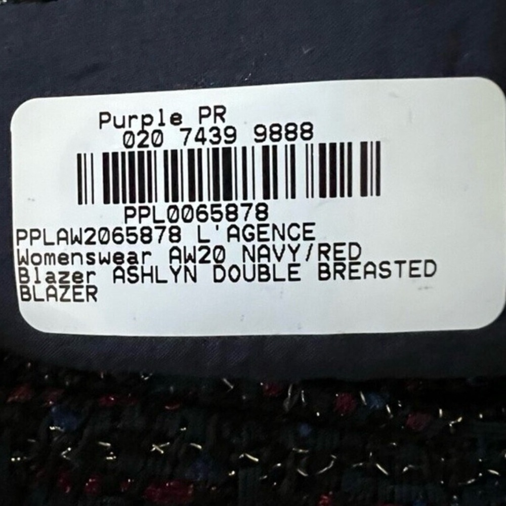 L'AGENCE Ashlyn Navy Multi-Color Textured Tweed Double Breasted Blazer 2 NWT - Picture 13 of 16